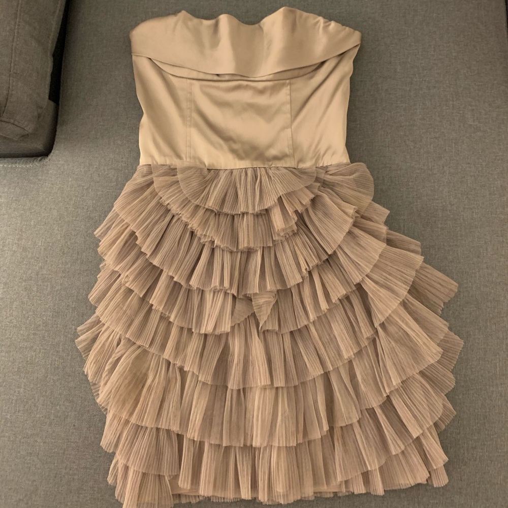 BCBG strapless bustier tiered cocktail dress
